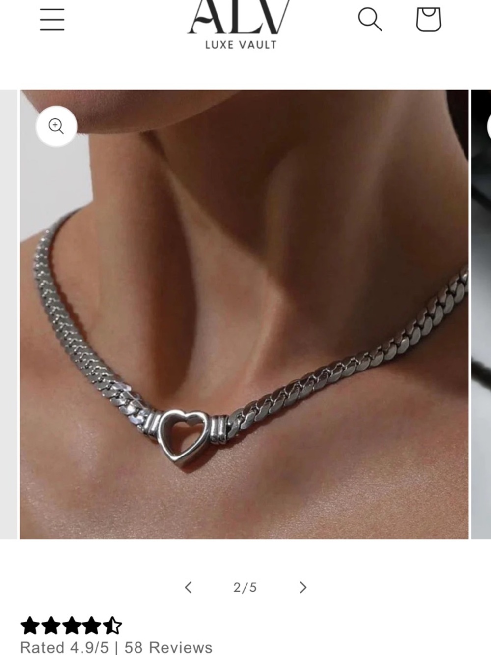 Heart Stainless Steel Choker Silver color